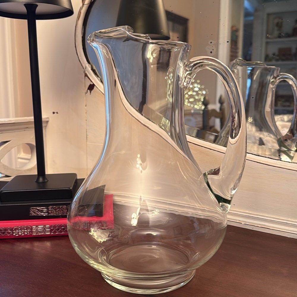 Vintage Riekes Crisa Handblown Monterrey Crystal Glass Beverage Pitcher NWOT